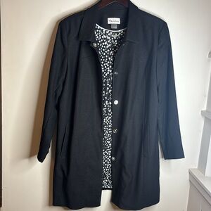 TANJAY Black Textured Lightweight Overcoat